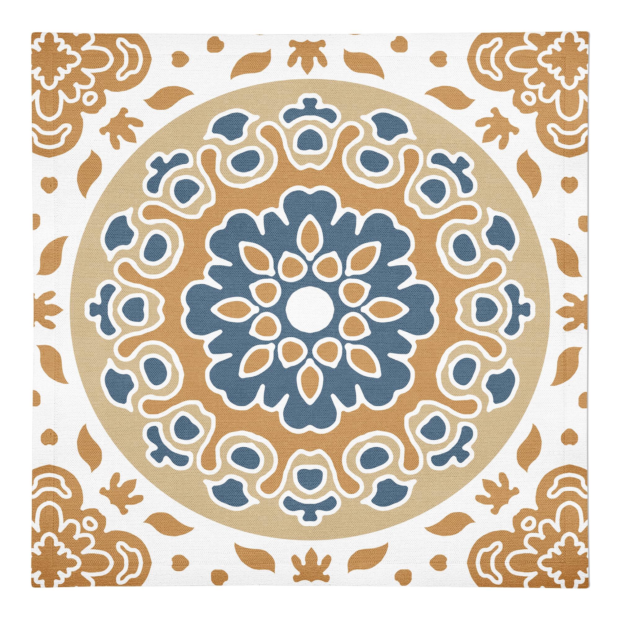 Blue and Yellow Mandala 10" x 10" Cotton Twill Napkin